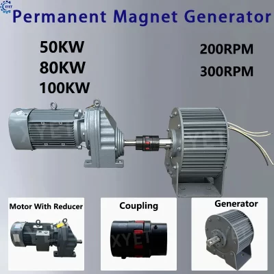 Low RPM 50KW 80KW 100KW Alternators High Efficiency Permanent Magnet Rare Earth Turbine With Base 200KW Electric Generators