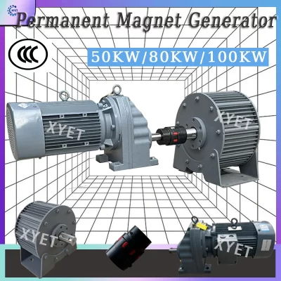 Low RPM 50KW 80KW 100KW Permanent Magnet Generator 220V 380V Free Energy 3 Phase Electric Generator With Driving Motor For Home