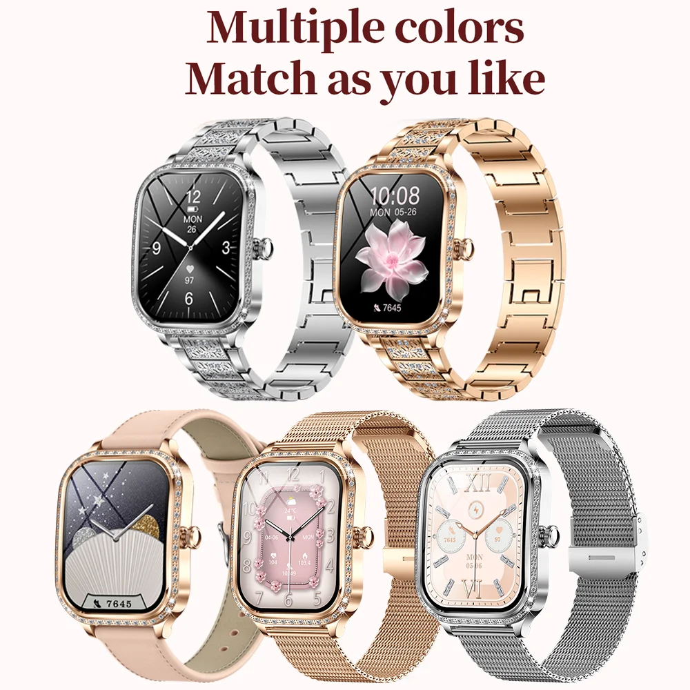 Nova moda feminina relógio inteligente freqüência cardíaca 1.75 Polegada 240*296 tela hd diamante relógio bluetooth chamada à prova dwaterproof água smartwatch senhoras - Image 4