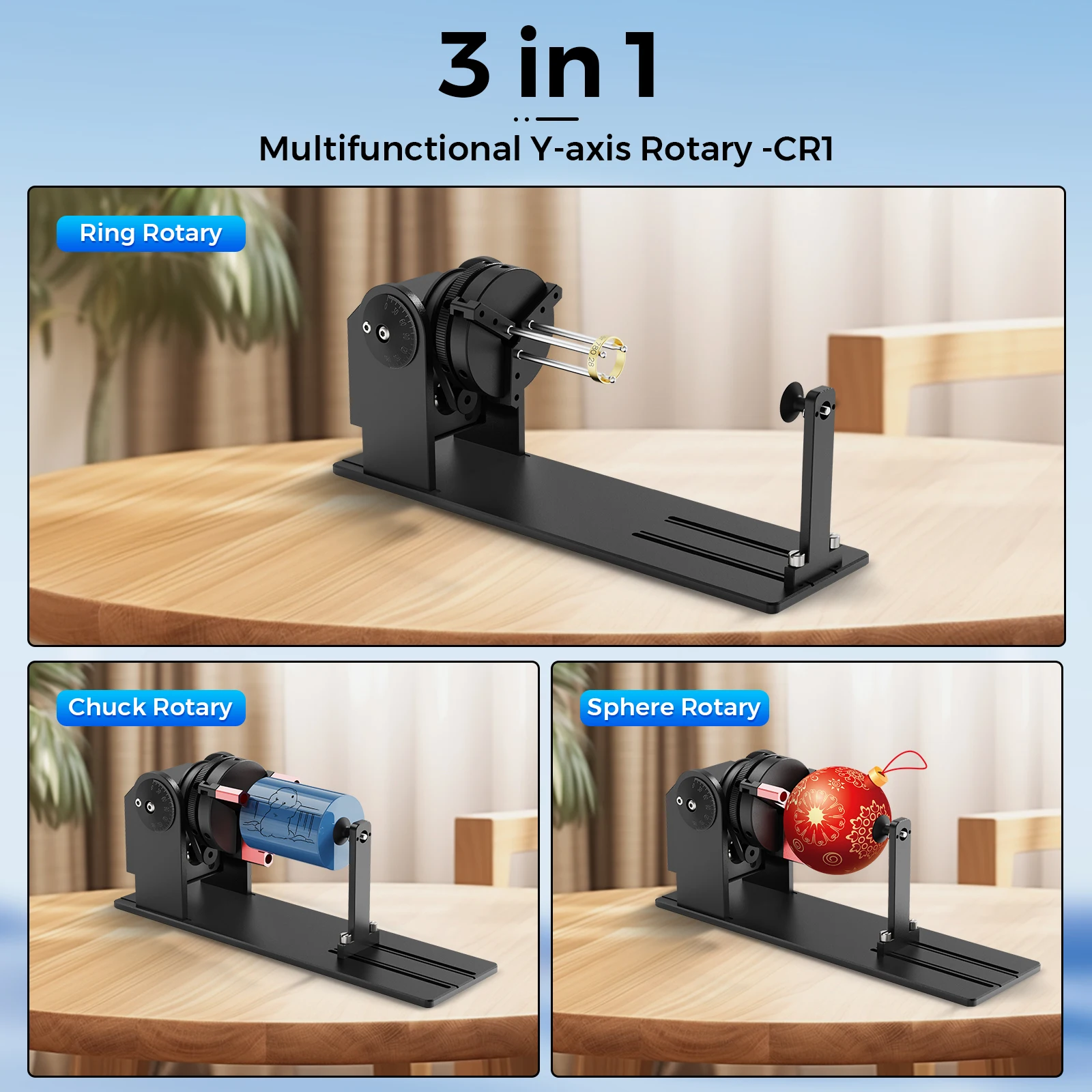 Módulo de gravação a laser COOLOOK O módulo de gravação de tambor rotativo do eixo Y CR1 é adequado para máquinas de gravação a laser girarem 360° para gravar anéis, copos e objetos cilíndricos em forma de L - Image 2