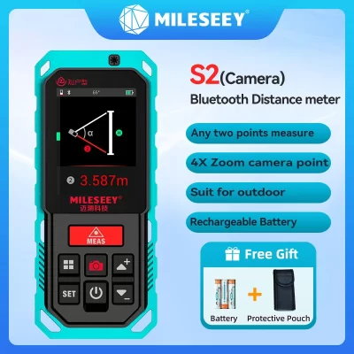 Mileseey-S2 Medidor de distância a laser ao ar livre, Rangefinder Bluetooth profissional, dispositivo de medição com câmera, qualquer 2 pontos, 200m