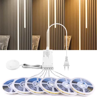 Fita de luz cob linear embutida, autoadesiva, led, casa, escritório, loja, grade de grão de madeira, cortina de parede, decoração de teto embutida