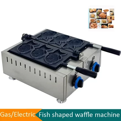 3 pçs peixe sorvete waffle maker 1600w antiaderente pan gás elétrica taiyaki máquina de aço inoxidável bélgica muffin taiyaki fabricante