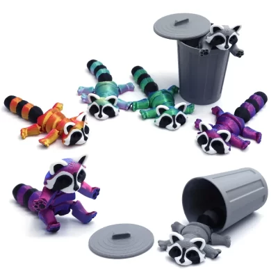 3d impresso arquivado guaxinim animal brinquedos multi-articulado móvel brinquedo paisagem decorações de mesa modelo de casa crianças presentes