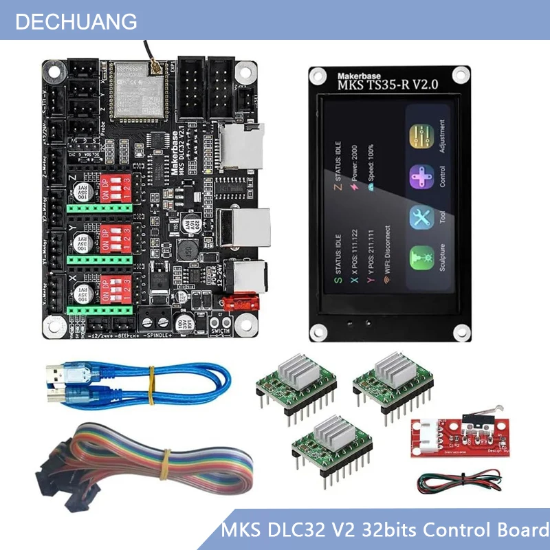 MKS DLC32 v2 GRBL Controlador Wifi Offline TS35-R Display LCD 32bits CNC3018 MAX PRO kits de atualização para máquina de gravação a laser CNC