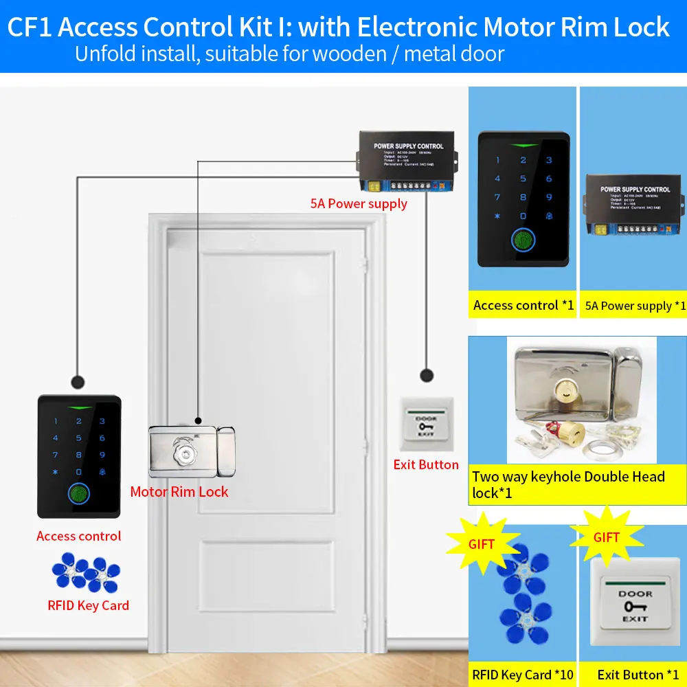 Tuya app wi fi conjunto kit sistema de controle acesso ao ar livre à prova dwaterproof água rfid em impressão digital teclado + 180kg elétrica greve magnética fechaduras - Image 6