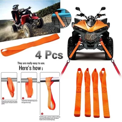 Loop macio Tie Down Straps, ATV Ratchet Towing Cargo ATV Motocicleta, 600lbs, Bola de trator elétrico, Novo, 1 pc, 4pcs