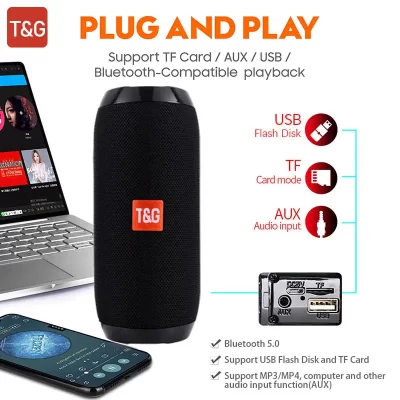 Tg117 portátil bluetooth alto-falante 10w coluna de graves sem fio à prova dwaterproof água ao ar livre usb suporte aux tf subwoofer alto-falante