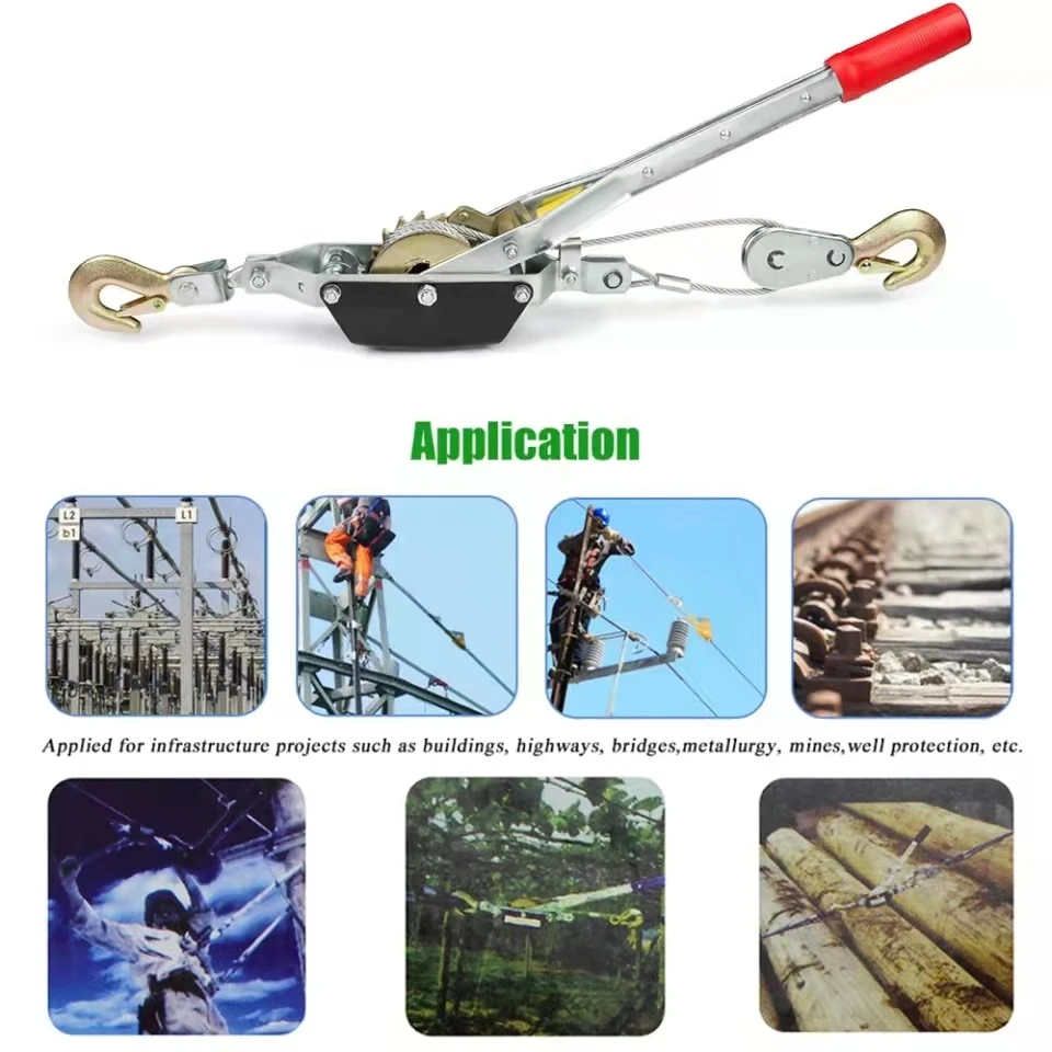2 Ton Wire Rope Ratchet Hand Power Puller Tighten Tool Steel Cable Gear Winch Mini Manual Tightener - Image 6