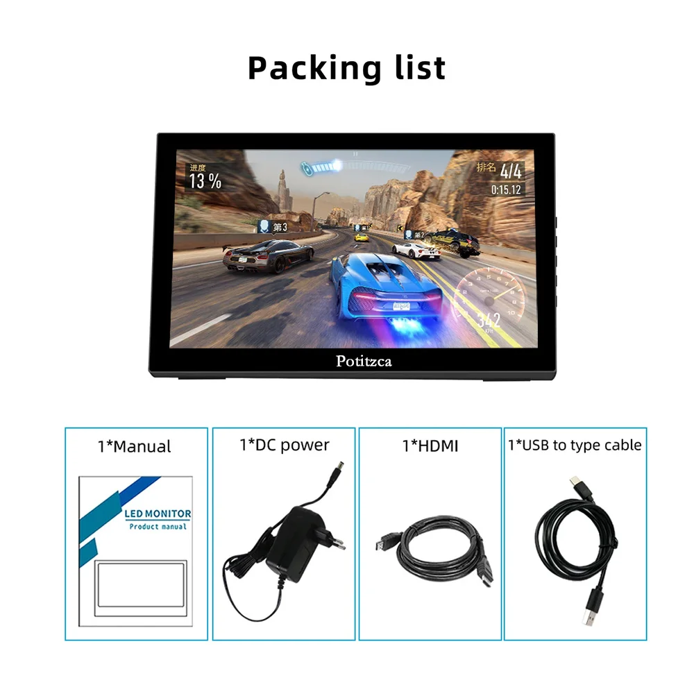 10.1 Inch Portable Monitor Touchscreen 1920x1200 IPS Panel 60Hz Pc gamer Laptop Pc displays HDMI Compatible With PC Raspberry - Image 4