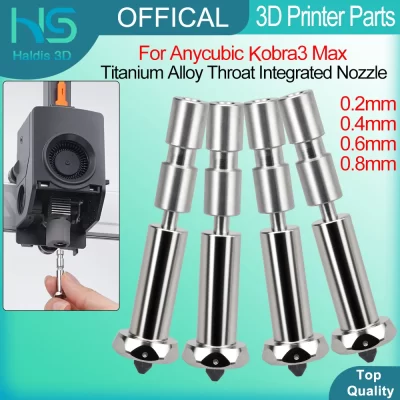 Bicos de peça única atualizados para anycubic kobra3 max, bico integrado de garganta de liga de titânio 0.2/0.4/0.6/0.8mm para kobra 3 max