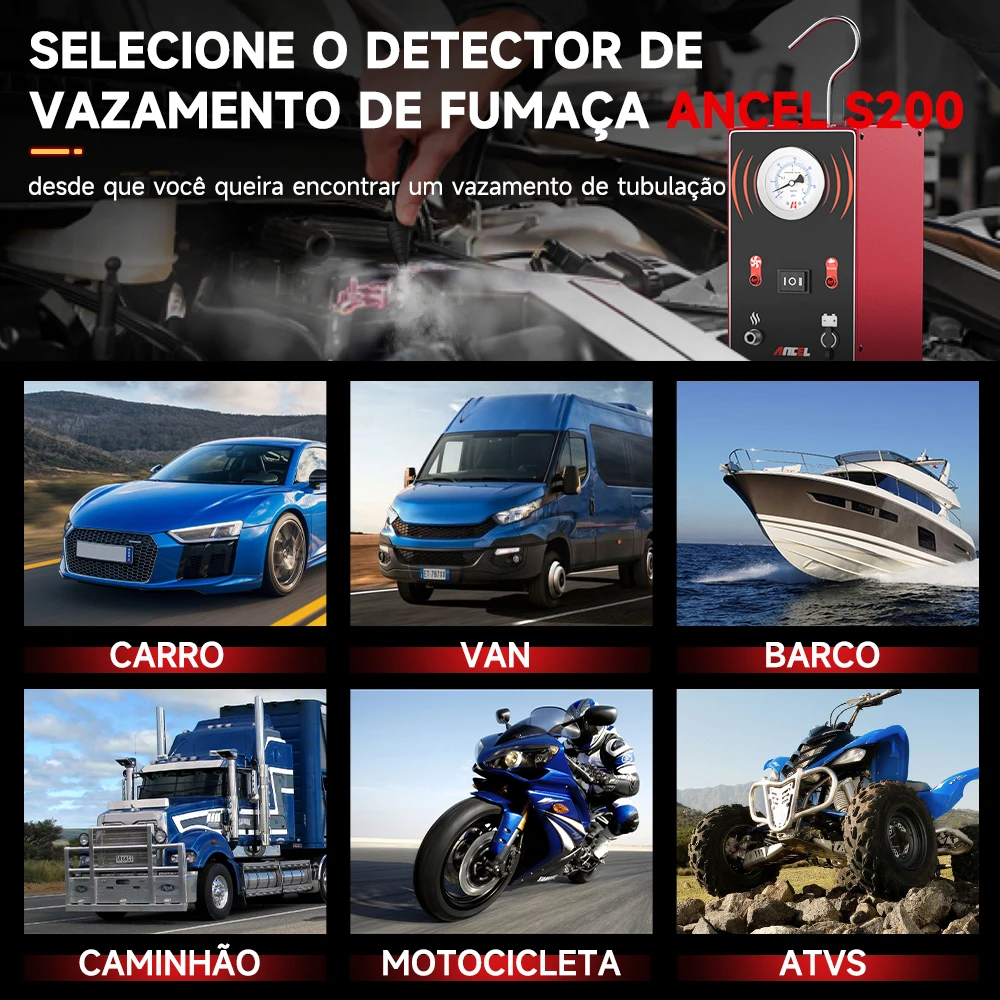 ANCEL-S200 Analisadores De Gás Do Carro, Detector De Vazamento De Fumaça, Automotive EVAP Locator Vazamento, Gerador De Tubo De Óleo, Ferramentas De Diagnóstico - Image 4