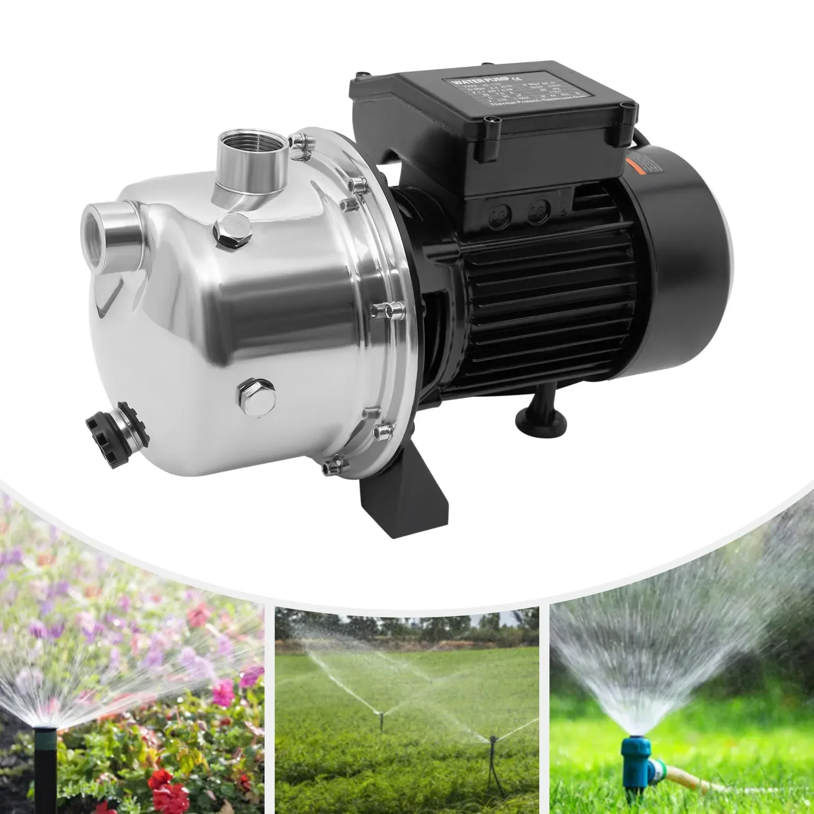 Shallow Well Pump1200 GPH Stainless Steel Sprinkler Booster Jet Pumps for Garden Lawn Irrigation System and Lake Fountain - Image 4