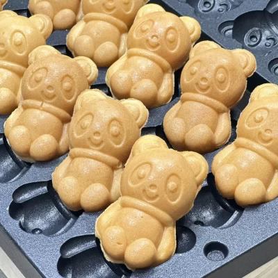 Molde personalizado mini panda waffle bolo padeiro máquina para pequenas empresas uso comercial forma de urso taiyaki waffle makers com ce