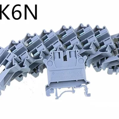 20Pcs Gray Plastic UK6N Screw Clipping Contact Terminal Block 800V 57A UK-6N
