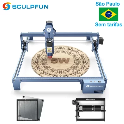 Sculpfun s9 gravador a laser 90w co2 cnc máquina de corte a laser 410x420mm área trabalho com rolo ferramenta corte gravura