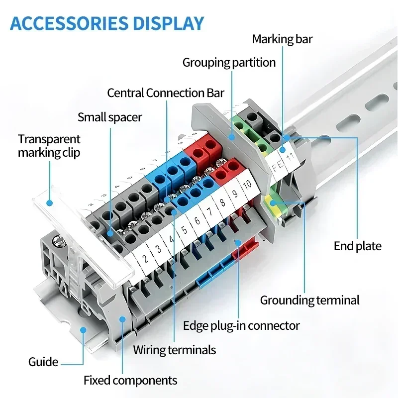 20/50/100Pcs UK - 2.5B Din Rail Terminal Block Electrical Conductor Universal Screw Connection Terminal Strip 2.5mm² - Image 4