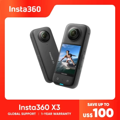 Insta360-X3 Câmera de ação à prova d'água, sensores de 1 ", 2", 48MP, 5.7K, vídeo HDR 360 ativo, 72MP, foto, lente única 4K