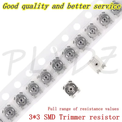 100 peças 3*3 potenciômetro resistor trimmer smd 3x3 resistência variável ajustável 100 200 500 1k 2k 3k 5k 10k 20k 50k 100k 1m ohm