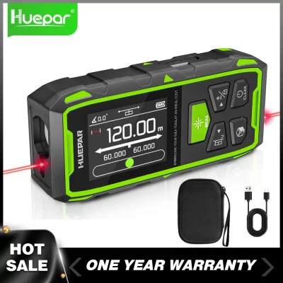 Huepar duplo laser rangefinder medidor laser vermelho 60m/120m/100m/200m ferramenta de medição de distância de alta precisão com display lcd & usb