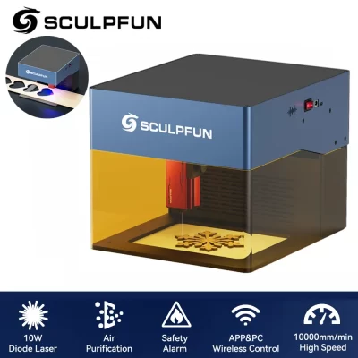 Sculpfun-Gravador a laser iCube Pro Max com filtro de fumaça, escudo de proteção fechado, máquina de gravação a laser ultrafina, 10W, 5W, 3W