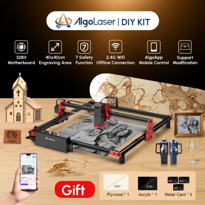AlgoLaser Cortador de gravador a laser de mesa com controle offline wi-fi 40*40cm KIT DIY Ferramentas Poderosa máquina de gravação em madeira de pedra