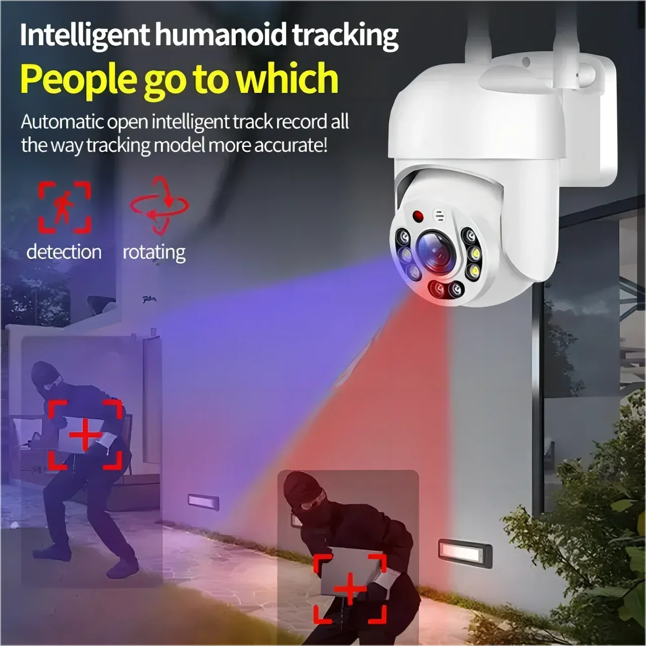 Câmera de vigilância wi-fi de 8mp, à prova d'água, sem fio, ptz, detecção humana, áudio bidirecional, zoom 8x, cctv, monitor de segurança - Image 3