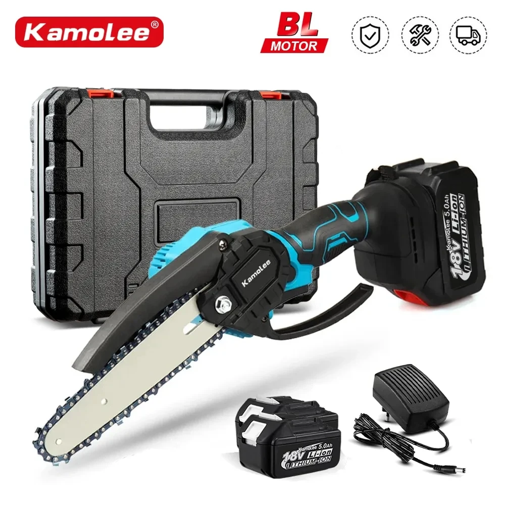 Kamolee Serra elétrica sem escova de 8 polegadas Mini motosserra Cortador de madeira Ferramenta elétrica de poda de jardim