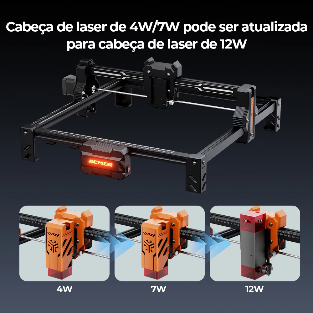 ACMER S2 12W 7W 4W Laser Engraver Working Area 300*300mm Upgradeable Engraving Cut Machine for Engravable Wood Lacquered Metal - Image 3