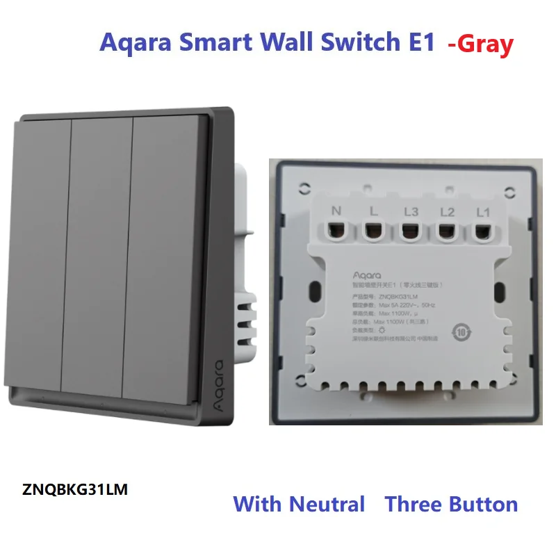 Aqara e1 interruptor de parede com neutro sem neutro casa inteligente zigbee 3.0 interruptor de luz chave sem fio para xiomi mi casa app - Image 6