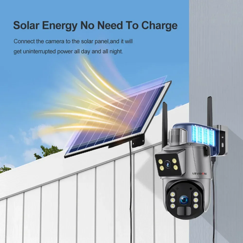 LS VISION Ubox 8MP 4G SIM Câmera solar sem fio Wifi ao ar livre Tela dupla 4K Detecção humana Rastreamento automático 360 ° Câmeras de vigilância - Image 4