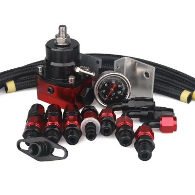 Regulador de pressão de combustível ajustável com medidor + mangueira de linha de combustível AN6 + kit final de acessórios