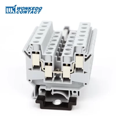 UDK-10 Screw 4 Wire Connector, 10mm² Electrical Din Rail Terminal Block, 2 input/output Feed-through Plug Terminals UDK10