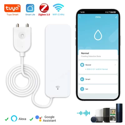 Sensor de vazamento de água tuya wifi zigbee, detector de água, alertas de notificação de aplicativo smartlife, alarme de vazamento de inundação de água, segurança doméstica