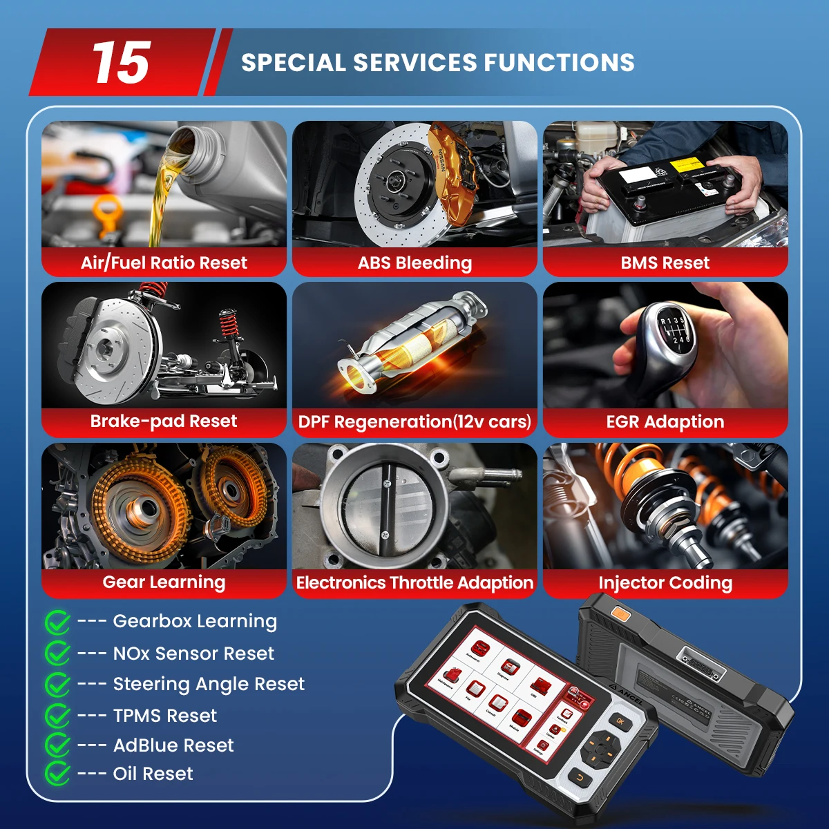 Ancel fx6100 scanner automotivo ferramentas de diagnóstico de carro com mais de 15 scanner de controle bidirecional de reinicialização pode fd atualizações gratuitas à vida - Image 4