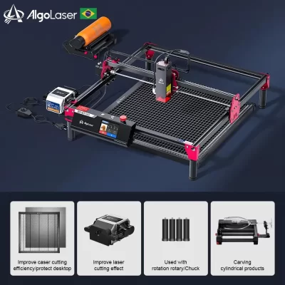 AlgoLaser Gravador a laser DIY MK2 10W 3,5 ''Color Touch Screen App Controle offline Ferramenta de gravação DIY para gravação em metal/vidro/madeira