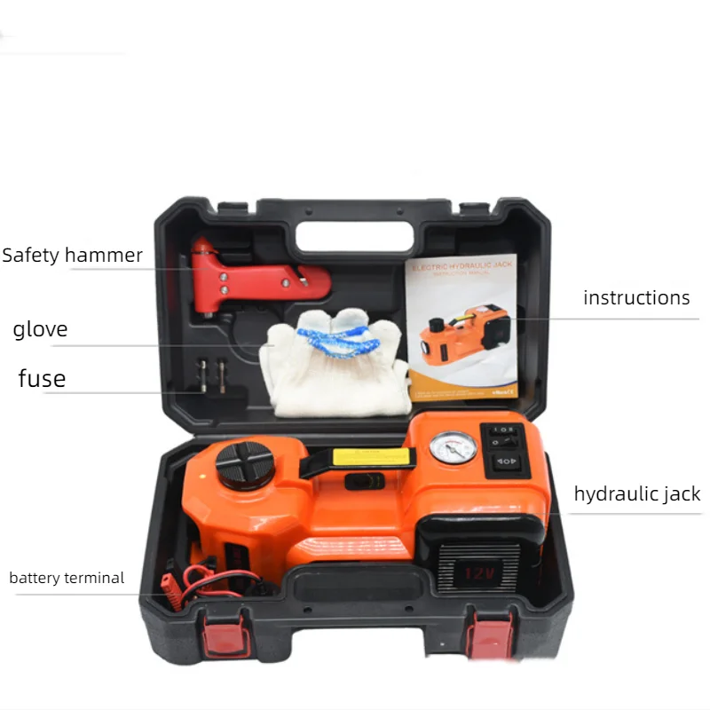 Gato hidráulico para carro elétrico, 12v, 5 toneladas, com bomba de inflar pneus e lanterna led, palhetas de elevação 3 em 1, com ferramentas de martelo seguras para carro - Image 6