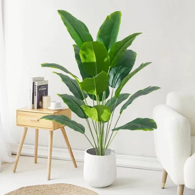 1pc plantas artificiais grande palmeira tropical falso plantas de banana folhas toque real plástico monstera para casa jardim festa decoração