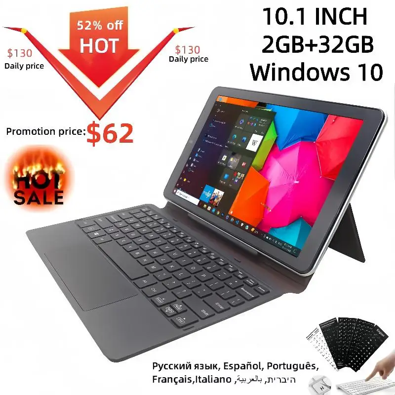 10.1 Inch 2GB DDR RAM +32GB ROM Windows 10 Tablet PC 1280x800IPS Intel Atom Z8350 Quad Core HDMI 1*USB 3.0 Dual Camear