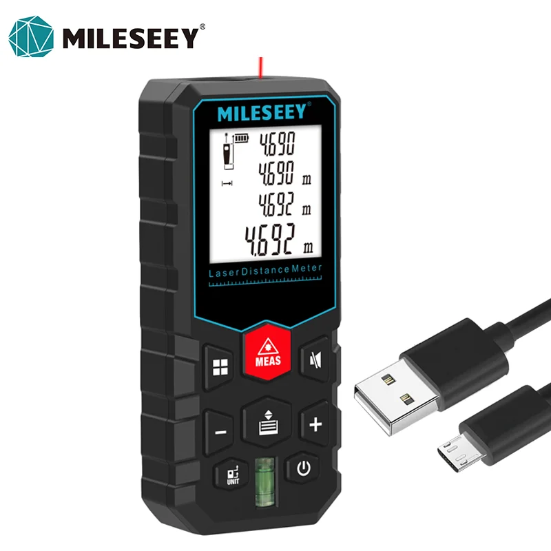 Mileseey medidor de distância a laser x5 recarregável laser digital fita rangefinder trena metro laser range finder fita métrica