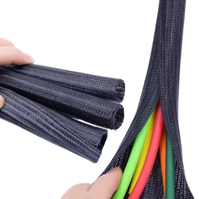 2m Braided Cable Sleeve PET Heat Shrink Tube Insulation Flam Retardant Shrinkable Wire Wrap Sheath Protection Cable Organizer