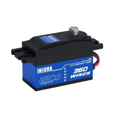 Servo digital escovado de perfil baixo 22KG INJS022-360 360 ° Carretel de guincho de rotação para modelo de barco de carro de esteira RC
