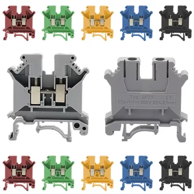 10/100Pcs UK2.5B/1.5N/3N/5N/6N/10N/16N/25N/35N/50N DIN Rail Terminal Block Clamp Square Universal Screw Connector