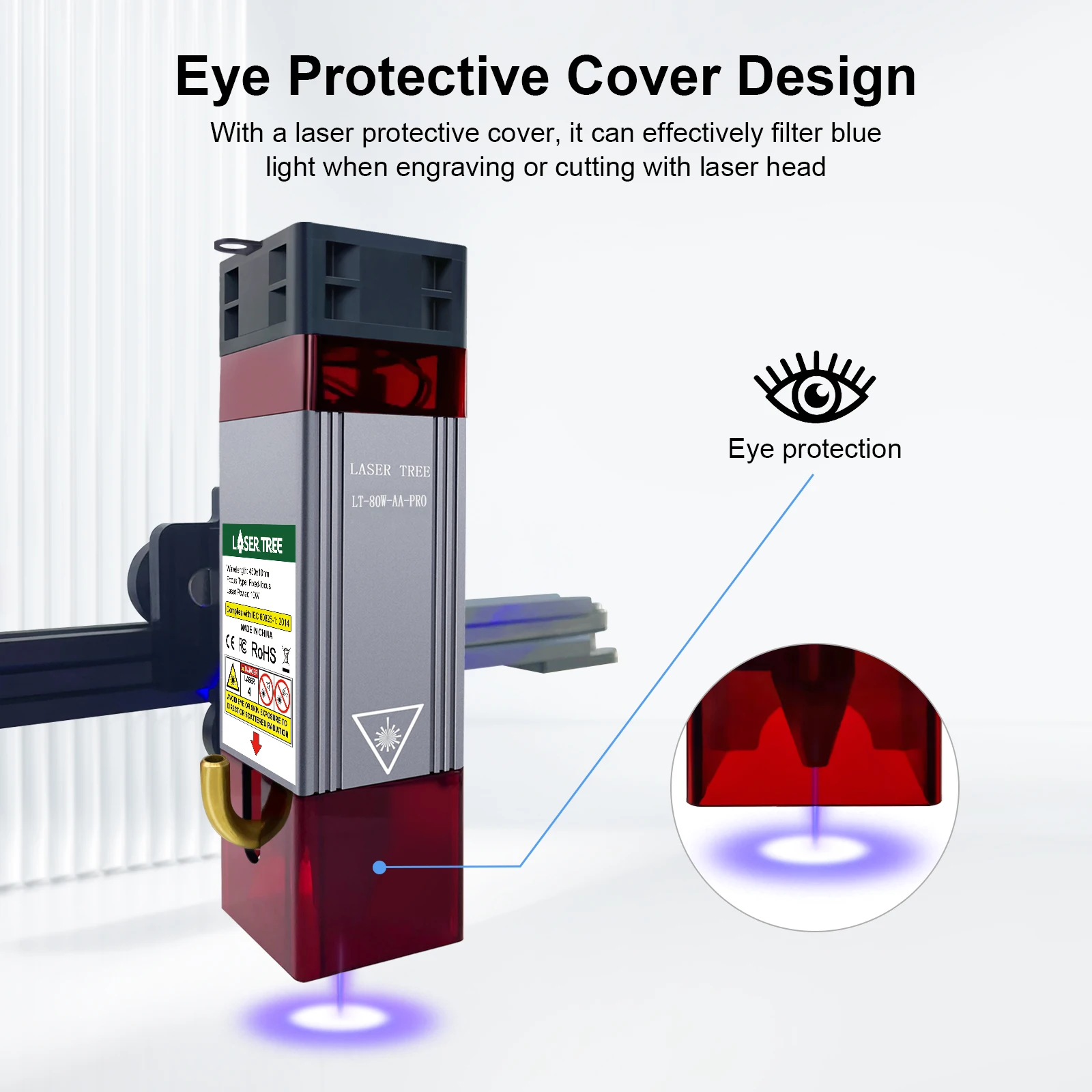 Módulo de Potência Óptica LASER TREE com Cabeça Laser Assistida a Ar, Luz Azul, Corte Gravador, Ferramentas de Madeira, TTL, 10W, 450nm - Image 5