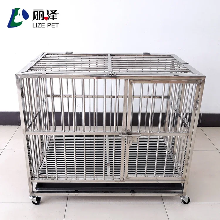 Veterinary Stainless Steel Dog Kennel Cages Heavy Aluminum Outdoor Large Folding Animal Pet Dog Cage - Image 2