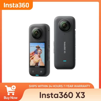 Insta360 X3 original – câmera de ação 360 à prova d'água com sensores de 1/2 "48MP, vídeo HDR ativo 5.7K 360, foto de 72MP, lente única 4K