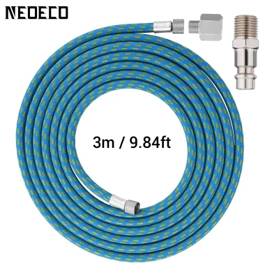 Mangueira de ar trançada de nylon, 3 metros/10 pés, padrão 1/8"" - 1/4"", adaptador ue eua para escova de ar, bomba de ar, acessórios de compressão