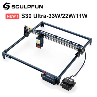 Sculpfun s30 ultra-33w/22w/11w máquina de gravação a laser 600x600mm área automática assistência de ar lente substituível proteção para os olhos