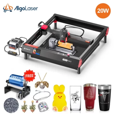 Algolaser alfa mk2 gravador a laser de vidro madeira/acrílico cortador a laser ferramentas diy 3.5 "tela operação inteligente máquina gravura a laser