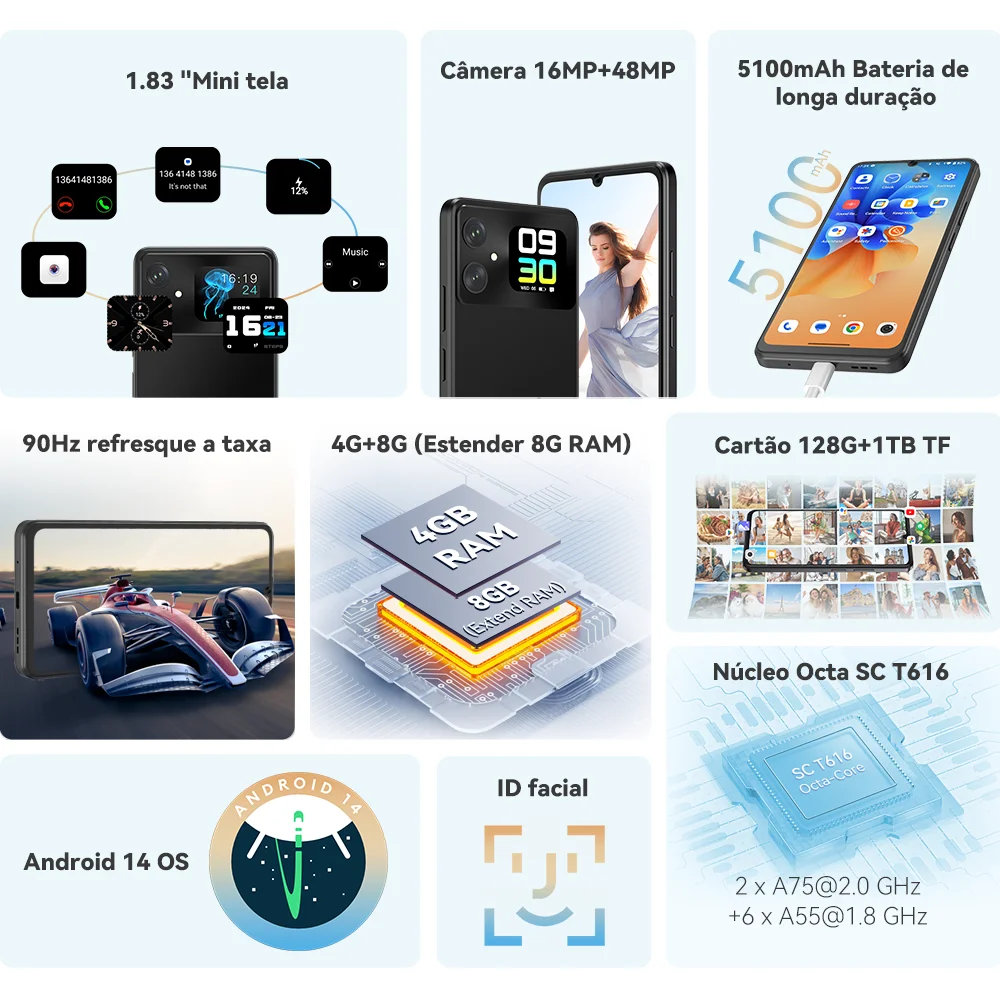 Cubot A20, Smartphone Android 14, 12GB (4GB+8GB Extend) RAM+128GB ROM, 90Hz 6.745-inch HD+ Display, 5100mAh, 48MP Camera,Face ID - Image 2